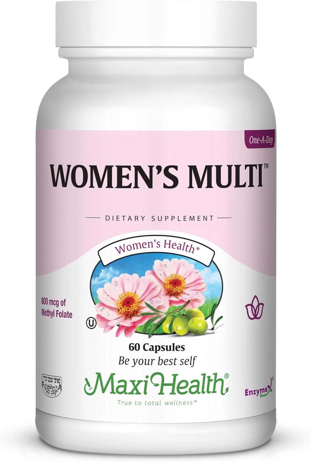 Women's Daily Multivitamin with Biotin, Vitamins A-E, Calcium, Zinc, Lutein, Magnesium, Folate - Supports Gut Health - Natural, Non-GMO, Gluten & Dairy Free - Kosher.