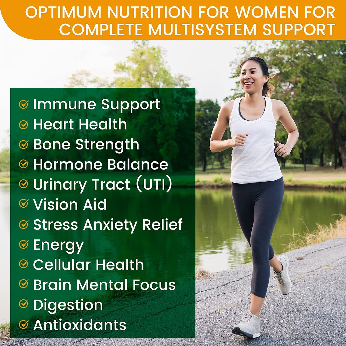 Women's Daily Multivitamin with Iron - 44 Organic Whole Food Nutrients - Complete Multisystem Support - 90 Vegan Capsules