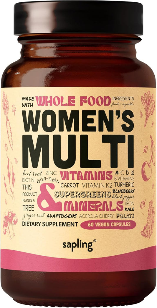 Women's Daily Multivitamin with Methylated B Complex, Vitamin B12, Folate, and Organic Whole Food Ingredients - Vegan, Non-GMO - 60 Capsules