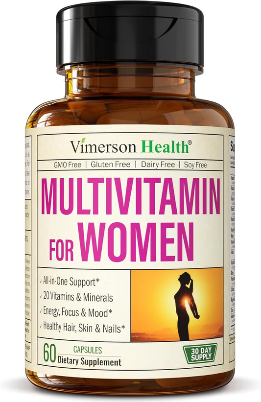 Women's Daily Multivitamin with Vitamin A, C, D, E, B12, Zinc - Energy, Focus, Health - 60 Capsules by Vimerson Health