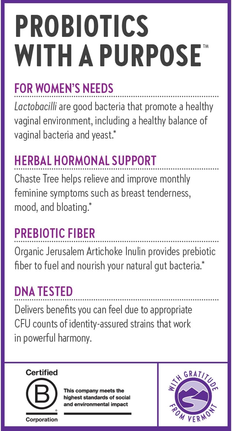 Women's Daily Probiotic Supplement - 30 Count, Vegan & Non-GMO Formula with Prebiotics - 1 Month Supply