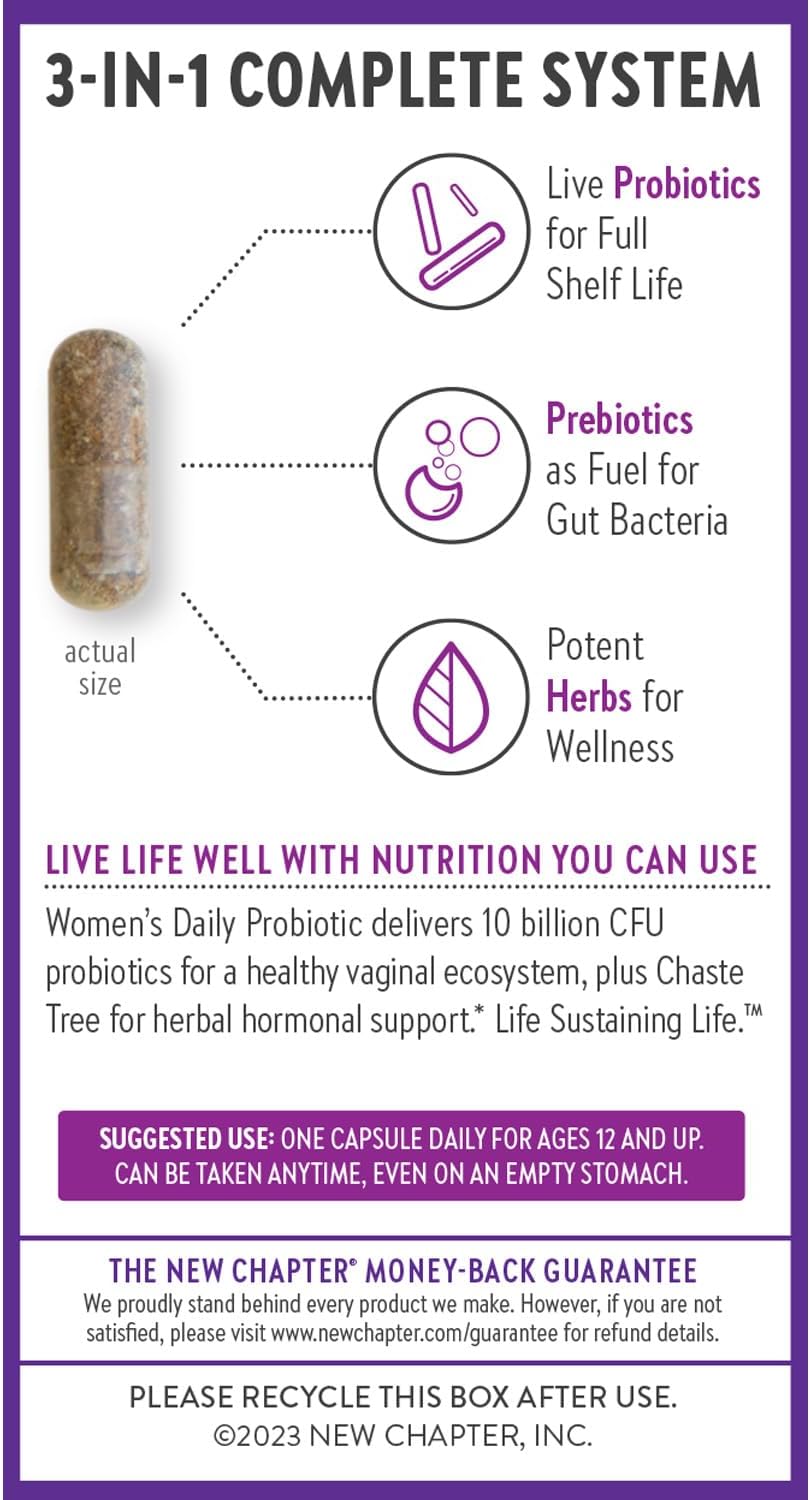 Women's Daily Probiotic Supplement - 30 Count, Vegan & Non-GMO Formula with Prebiotics - 1 Month Supply