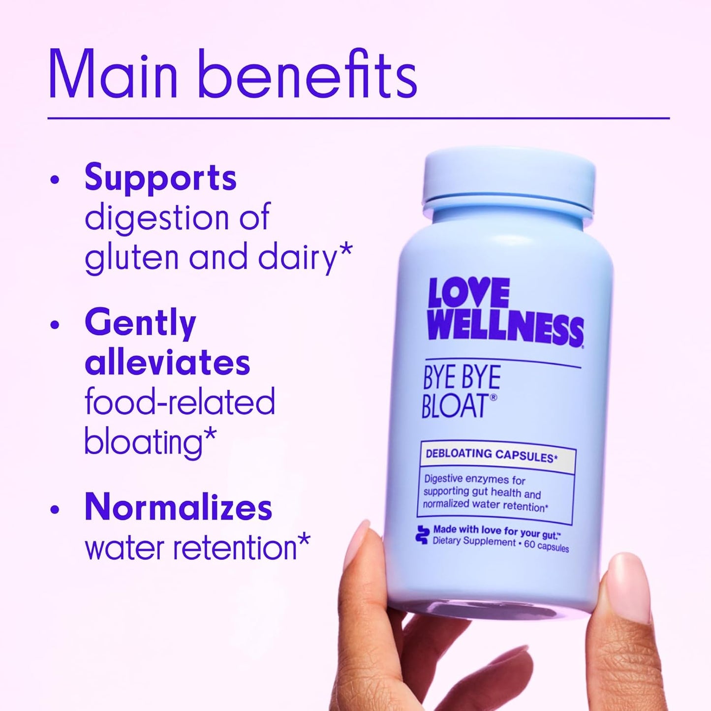 Women's Digestive Enzymes for Bloating Relief & Digestive Health | Bye Bye Bloat Supplement with Fenugreek & Dandelion | 60 Capsules
