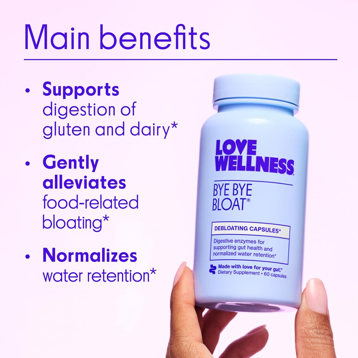 Women's Digestive Enzymes for Bloating Relief & Digestive Health | Bye Bye Bloat Supplement with Fenugreek & Dandelion | 60 Capsules