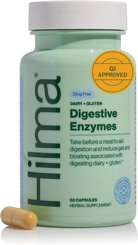 Women's Digestive Enzymes with Turmeric & Dandelion Root - Gluten & Dairy Relief Pills - 60 Vegan Capsules