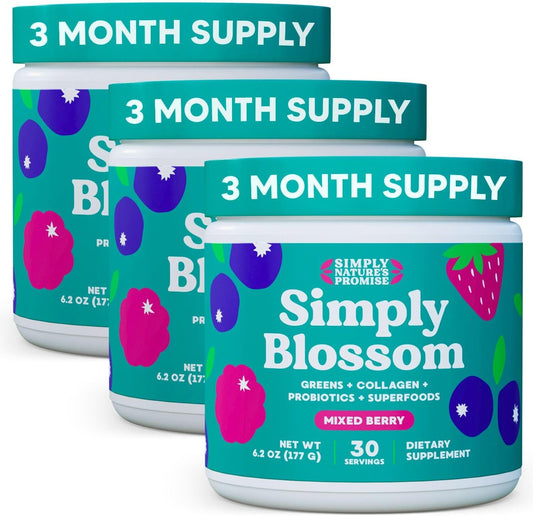 Women's Digestive Health & Bloating Relief - Daily Greens, Superfood, Collagen & Probiotics Powder for 3 Months