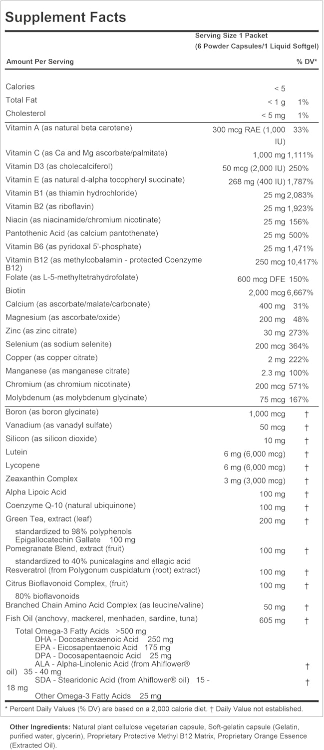 Women's Elite-100 Multivitamin with Maximum Omega-3 - 30 Packets - 40+ Nutrients, Vitamins, Minerals, Phytonutrients, Carotenoids - No Additives