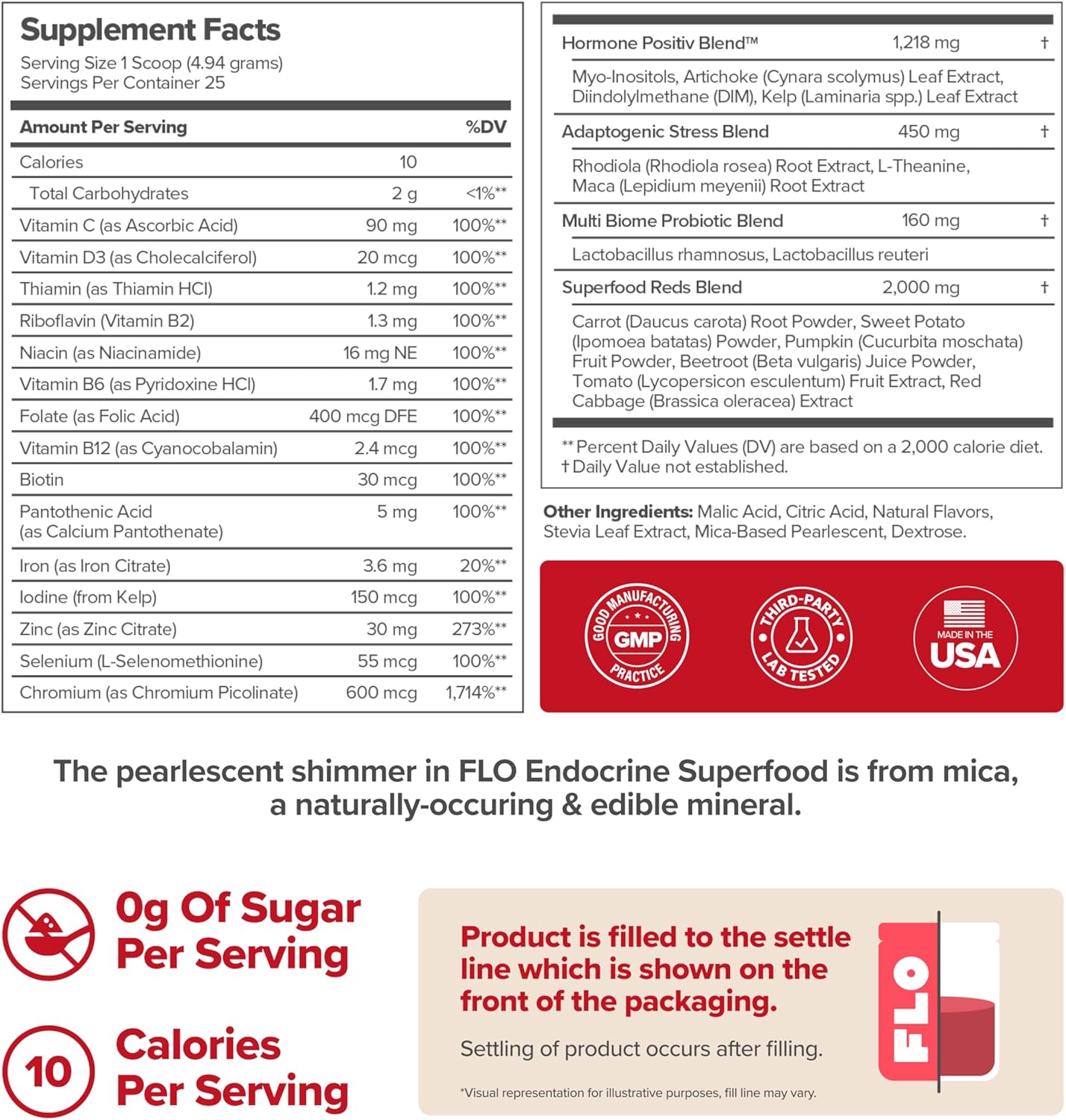 Women's Endocrine Superfood Powder with Rhodiola, DIM, and Red Superfoods - Supports Cortisol Levels, Hormonal Balance, Thyroid, and Gut Health - 25 Servings
