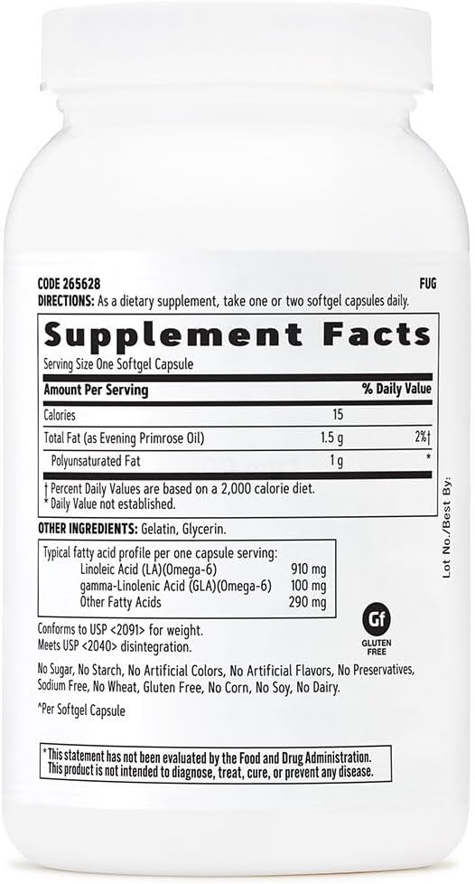 Women's Evening Primrose Oil (EPO) 1300 mg Softgels for Hormonal Balance, Immunity, Healthy Skin & Heart - 90 Capsules