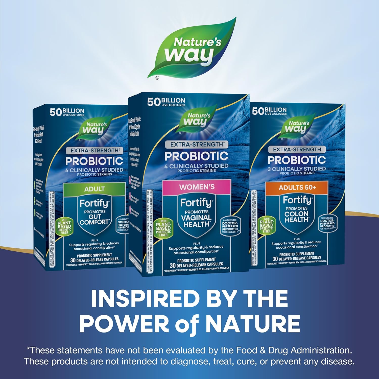 Women's Extra Strength Fortify Probiotic with 50 Billion Live Cultures and Plant-Based Prebiotic Fiber - Supports Digestive, Vaginal, & Immune Health - Non-GMO - 30 Capsules