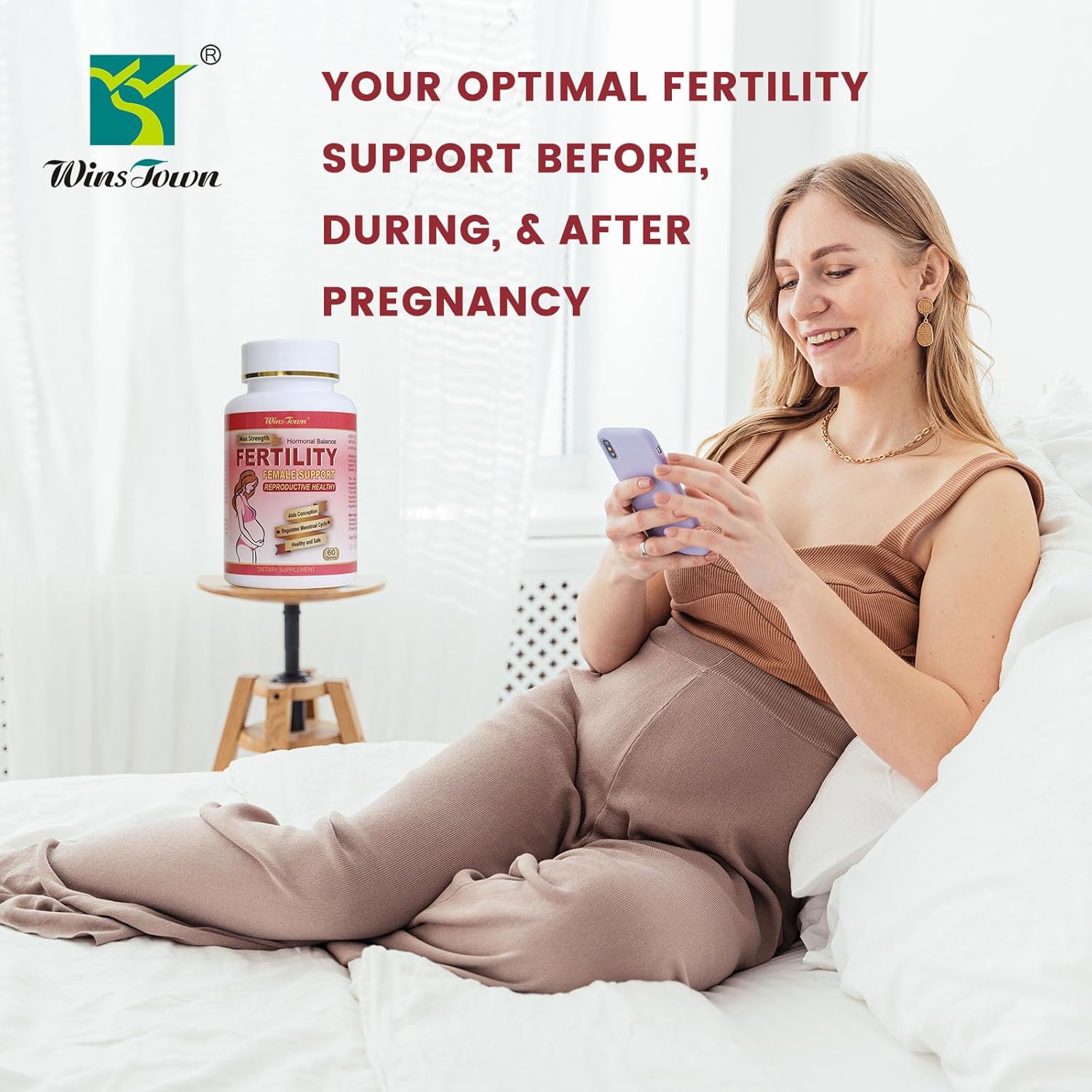 Women's Fertility Supplement with Prenatal Vitamins for Conception and Hormone Balance, 60 Tablets
