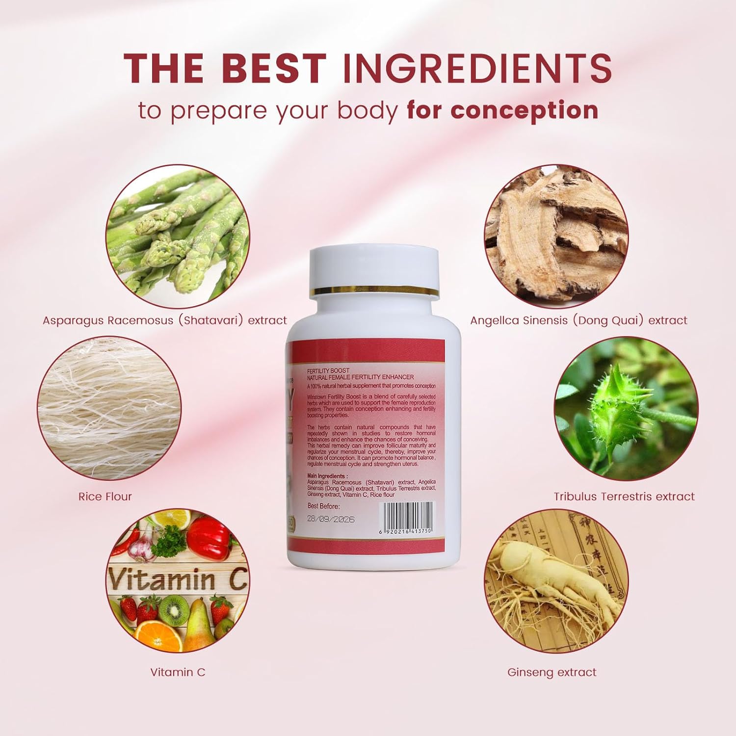 Women's Fertility Supplement with Prenatal Vitamins for Conception and Hormone Balance, 60 Tablets