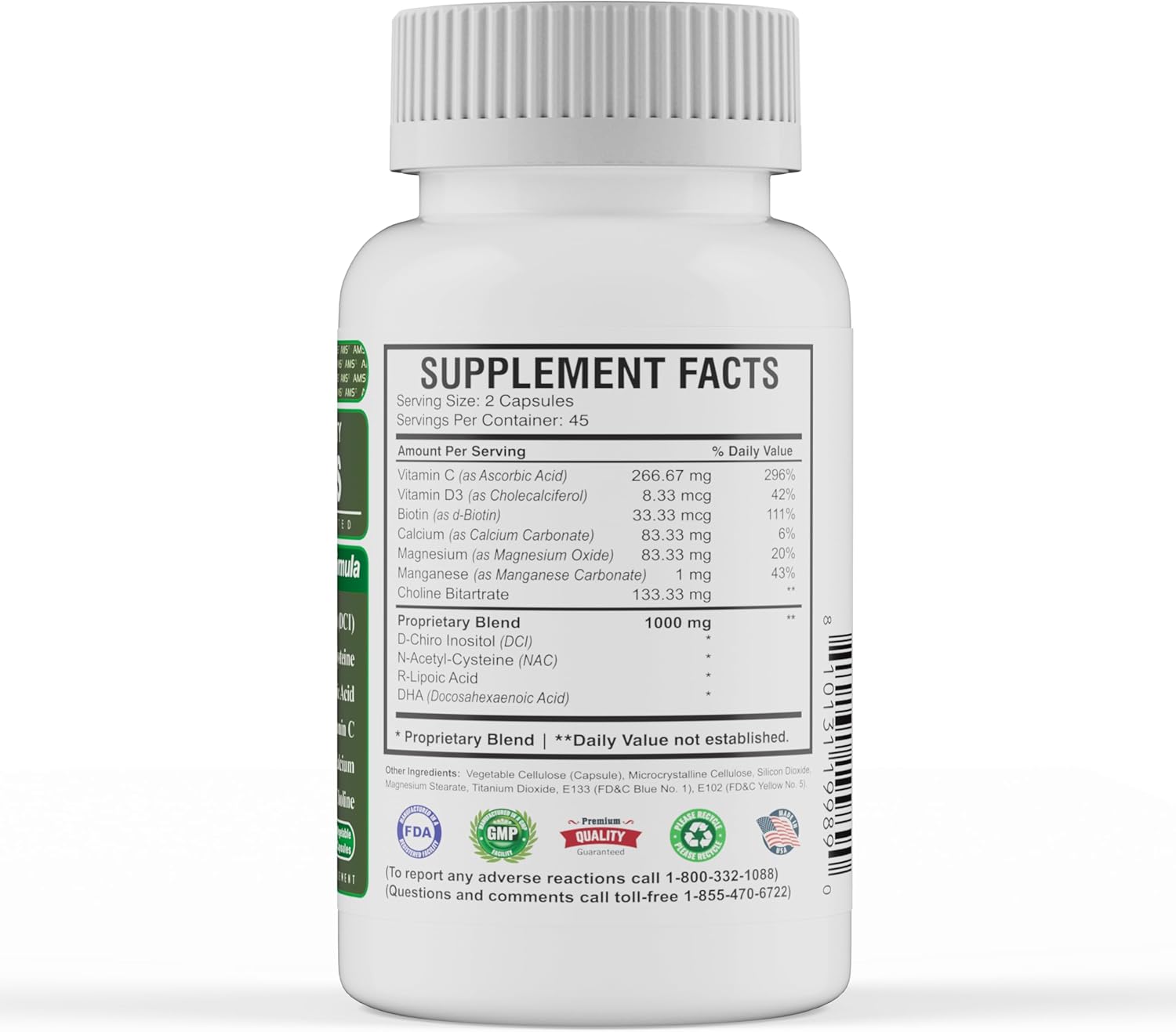 Women's Fertility Support Capsules with D-Chiro Inositol & DHA | Natural Preconception Vitamins for Ovulatory Health | 90 Capsules