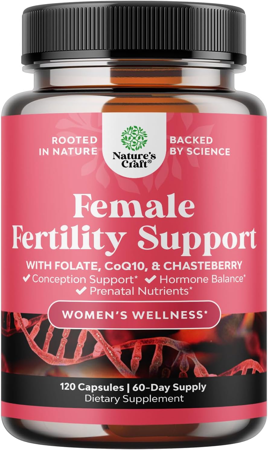 Women's Fertility Support Supplement with Prenatal Multivitamins - Herbal Blend for Faster Conception - Choline, Inositol, Folate, Chasteberry, CoQ10