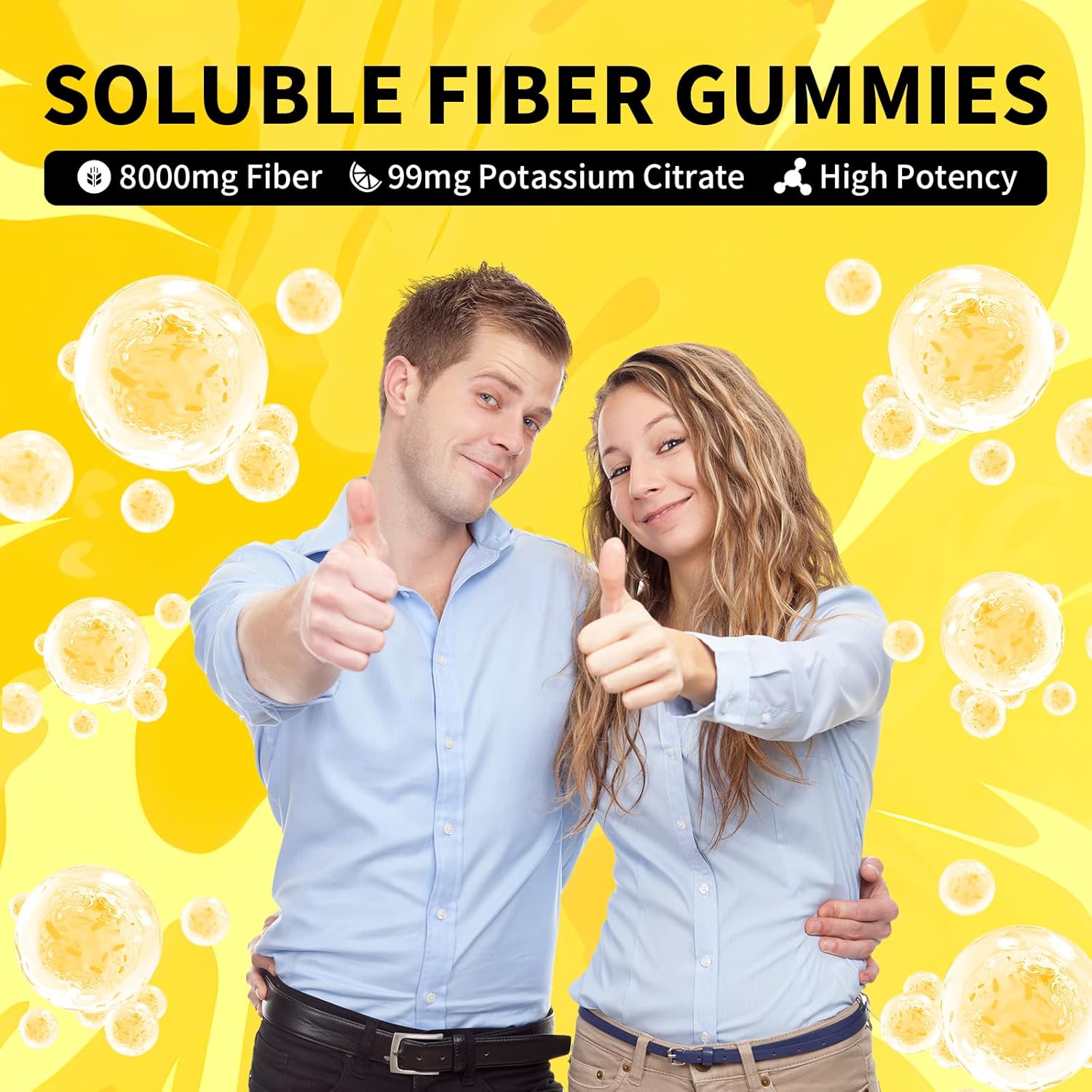 Women's Fiber Gummies with Potassium & Vitamin K1 - 8g Soluble Fiber, Vegan, Gelatin Free - 60 Count