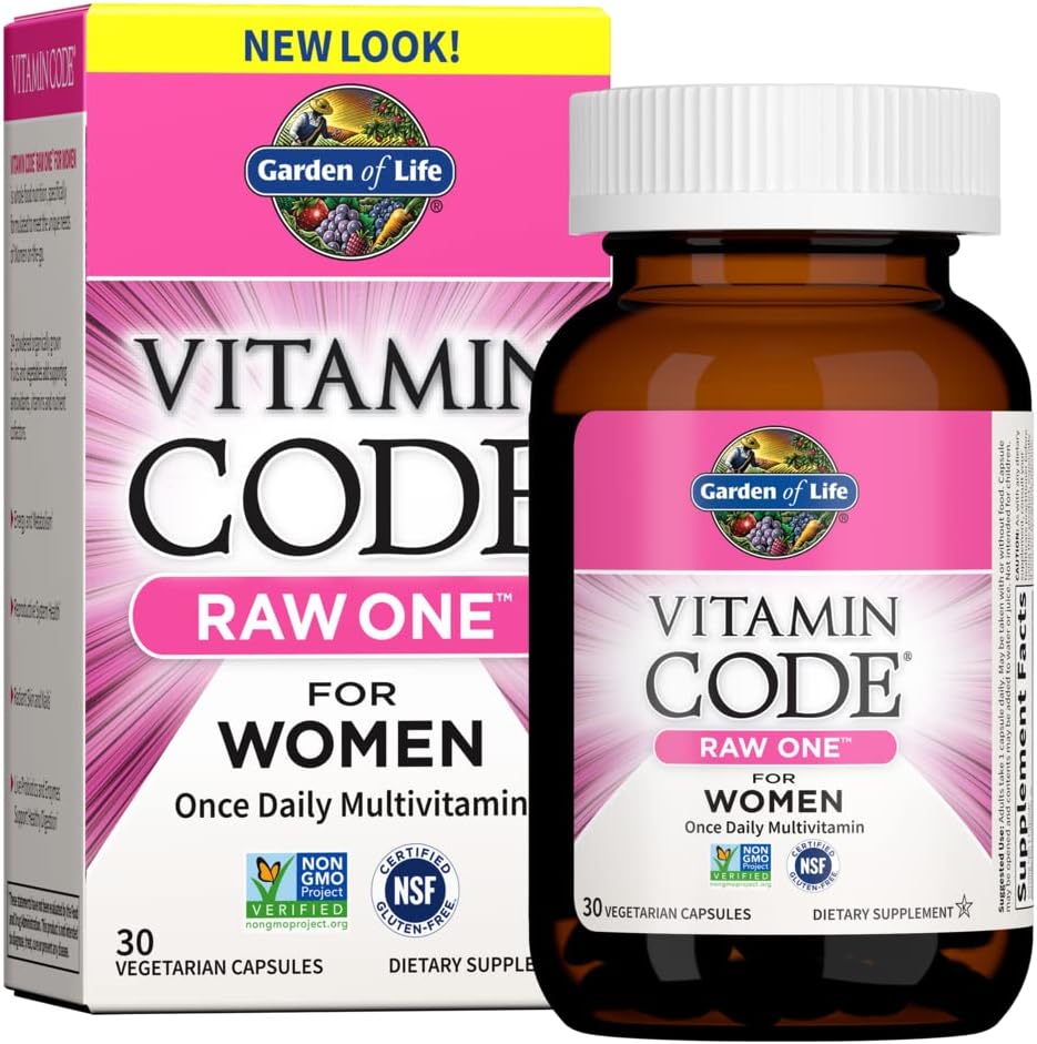Women's Garden of Life Multivitamin: Raw One Once Daily, Whole Food Iron, Probiotics, Gluten Free, Vegetarian - 30 Count