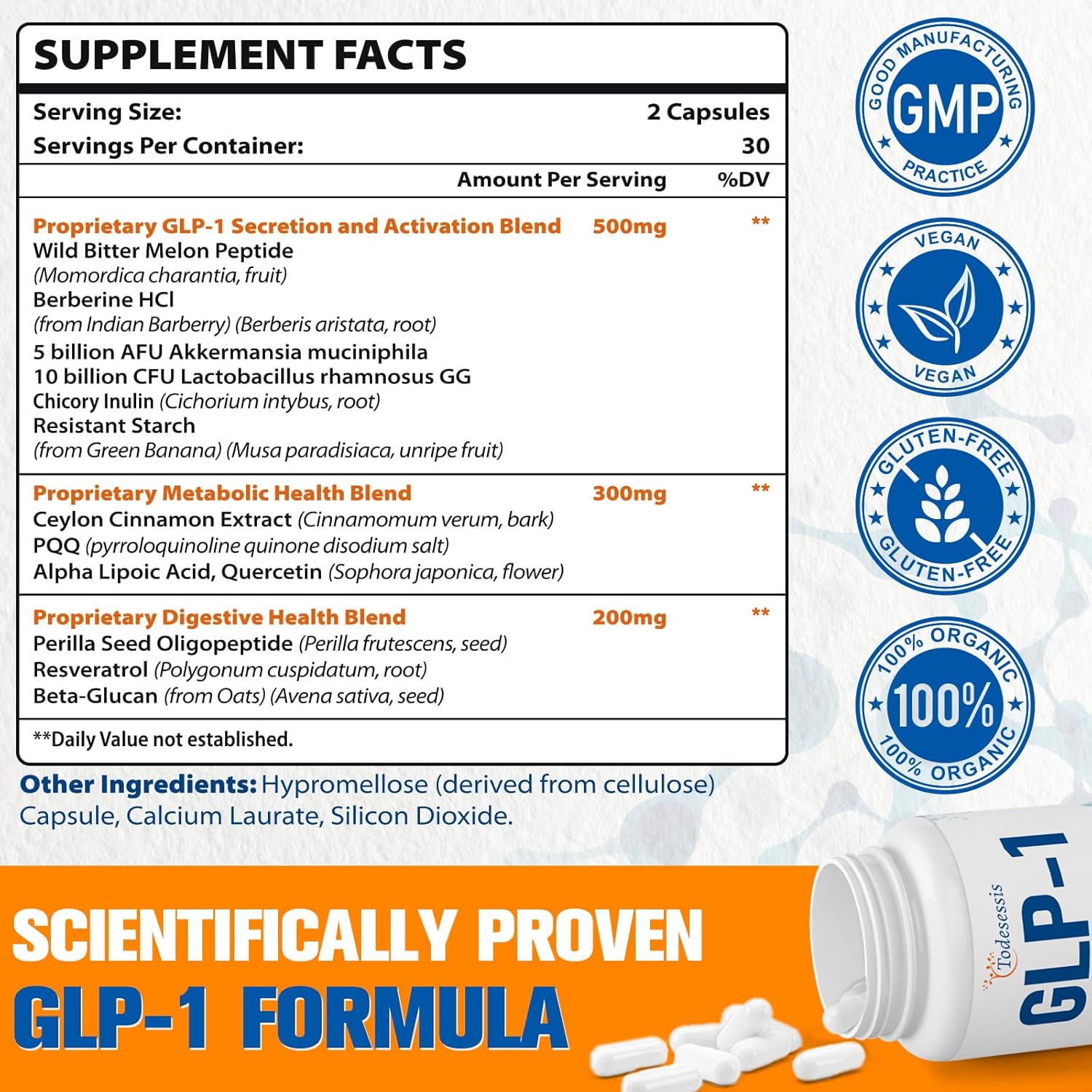 Women's GLP-1 Supplement with Probiotic, Berberine, & Inulin - Vegan Metabolism and Gut Health Support - 12 Pack