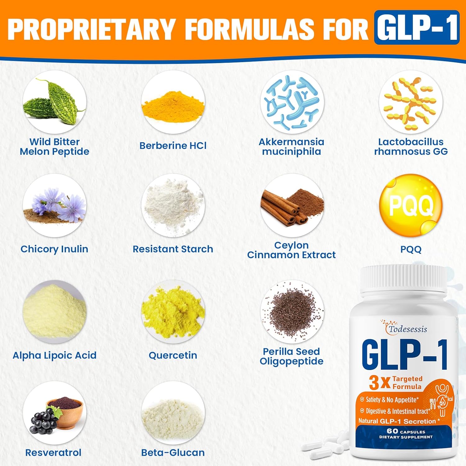 Women's GLP-1 Supplement with Probiotic, Berberine, & Inulin - Vegan Metabolism and Gut Health Support - 12 Pack