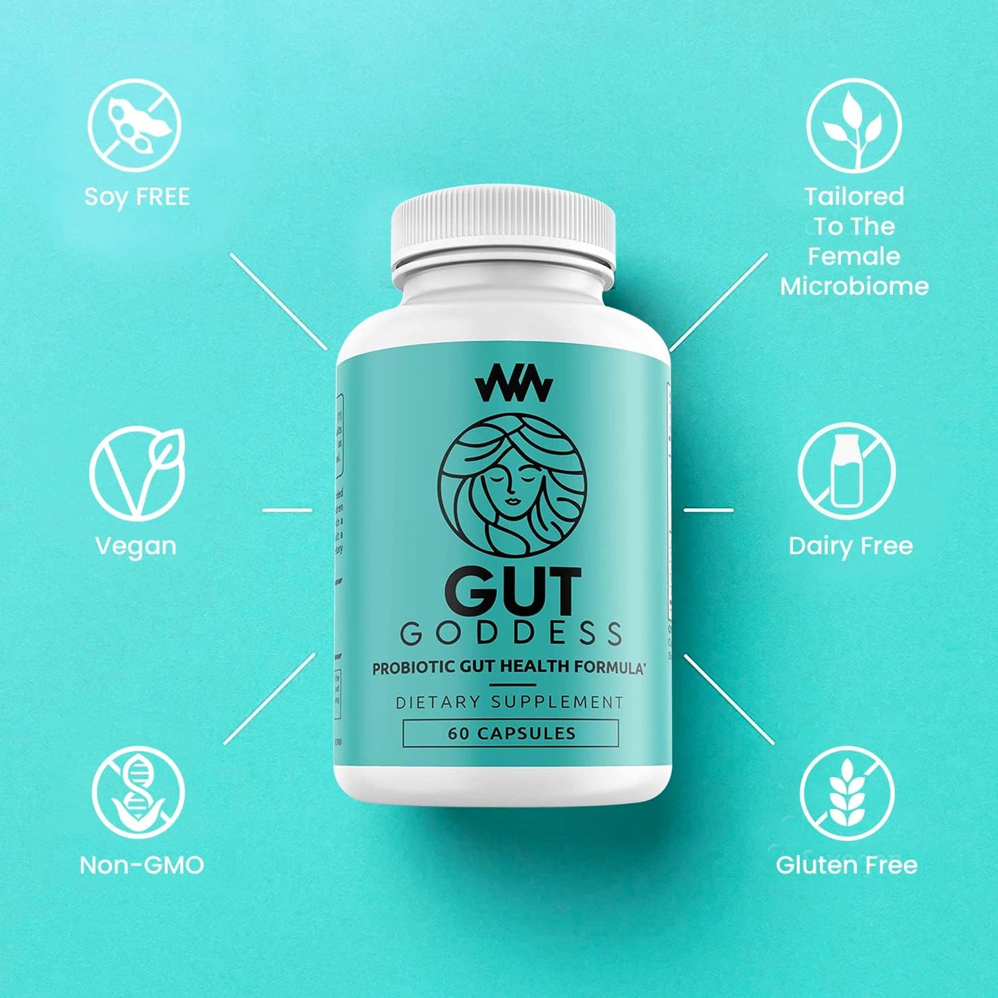 Women's Gut Health Support Supplement with Papain Enzyme - Female Probiotic Digestive Vitamin for Digestion Support by Warped Wellness