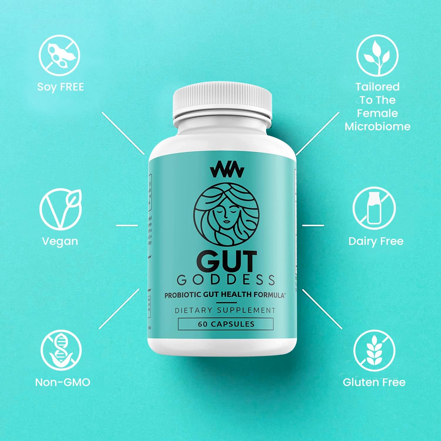 Women's Gut Health Support Supplement with Papain Enzyme - Female Probiotic Digestive Vitamin for Digestion Support by Warped Wellness