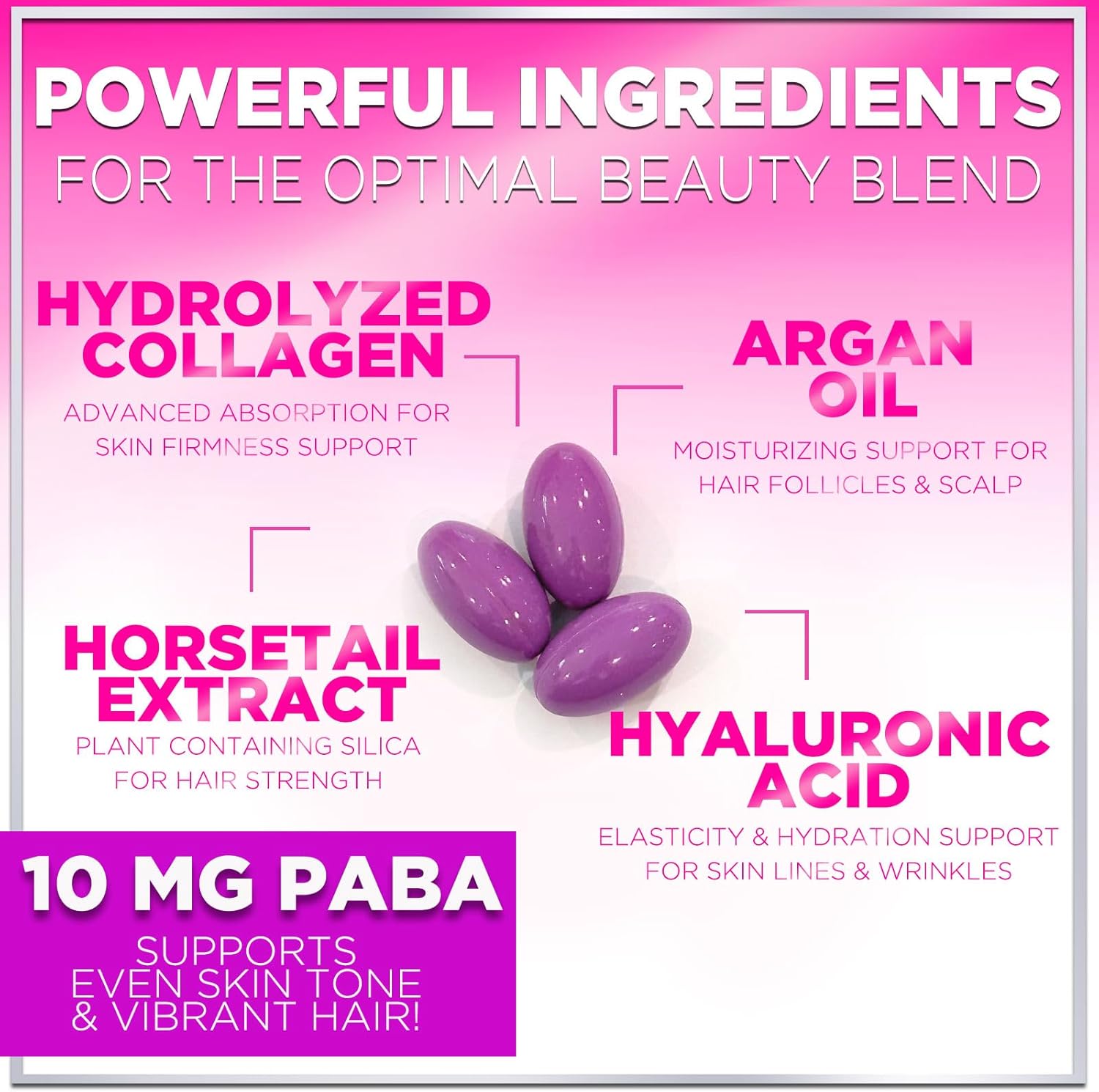 Women's Hair Growth Support Vitamins with Biotin 5000mcg, Argan Oil, Collagen & Hyaluronic Acid - 120 Softgels for Hair, Skin, & Nails Health