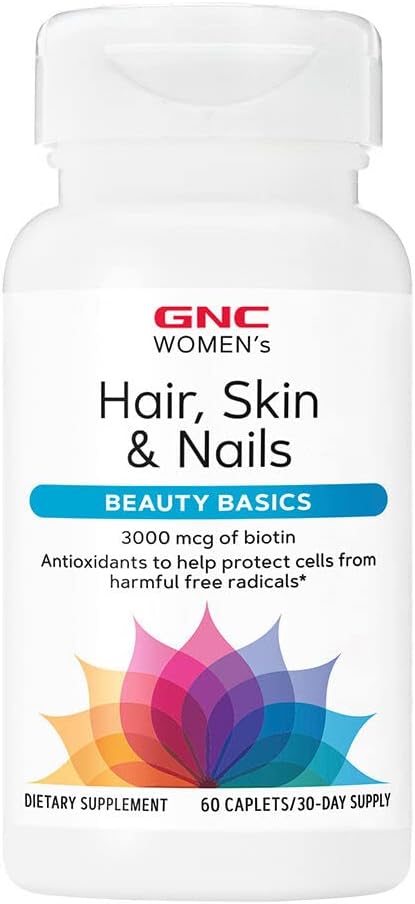Women's Hair, Skin & Nails Multivitamin with Biotin, Hyaluronic Acid, Vitamins C & E - 60 Caplets for Women's Health & Beauty