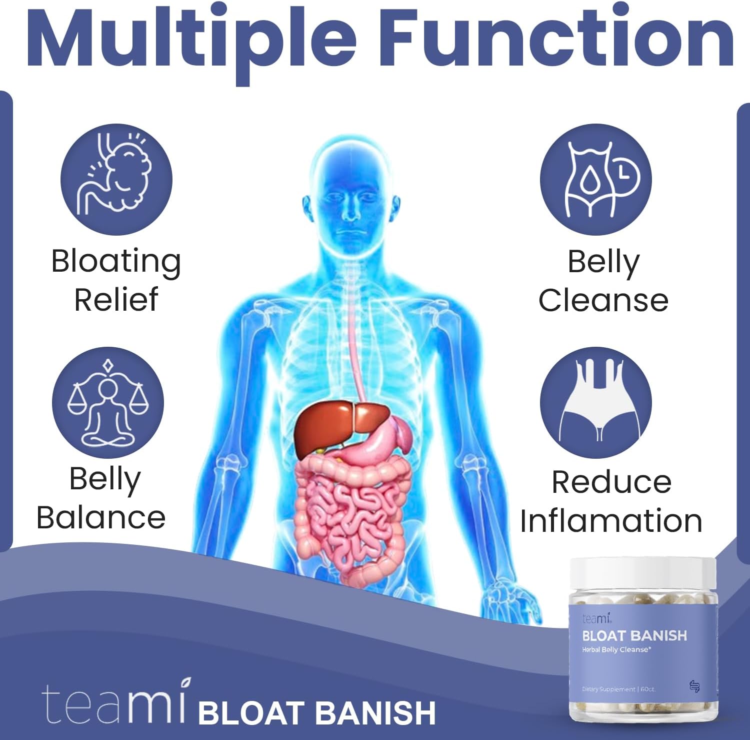 Women's Herbal Debloat Pills for Fast Gas and Bloating Relief - Supports Digestion, Regularity, and Constipation - Natural Belly Cleanse with Digestive Enzymes by Teami