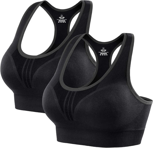 Women's High Impact Padded Racerback Sports Bras for Yoga and Workouts by Heathyoga