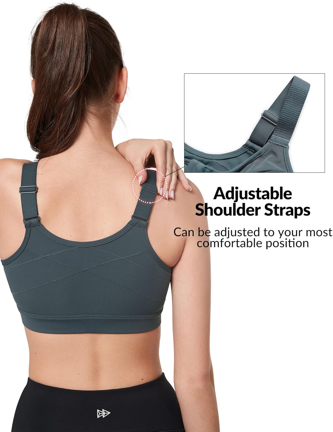 Women's High Impact Zip Front Adjustable Sports Bra for Running and Workouts - Plus Size Wireless Design by Yvette