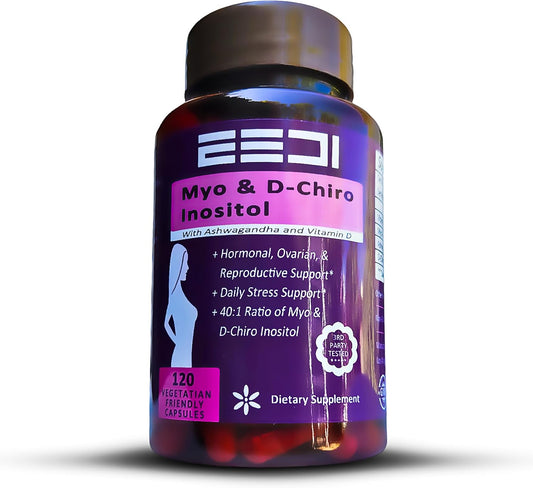 Women's Hormonal Balance & Ovarian Support Supplement with Myo & D-Chiro Inositol, Ashwagandha, and Vitamin D3 - 120 Capsules