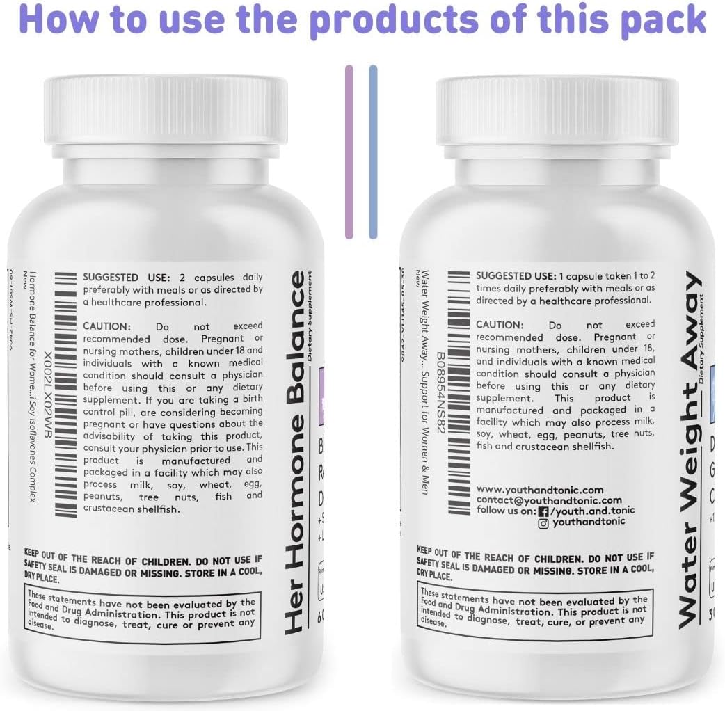 Women's Hormone Balance Capsules with Youth & Tonic Properties | 30 + 60 Pills for Water Retention & Swelling
