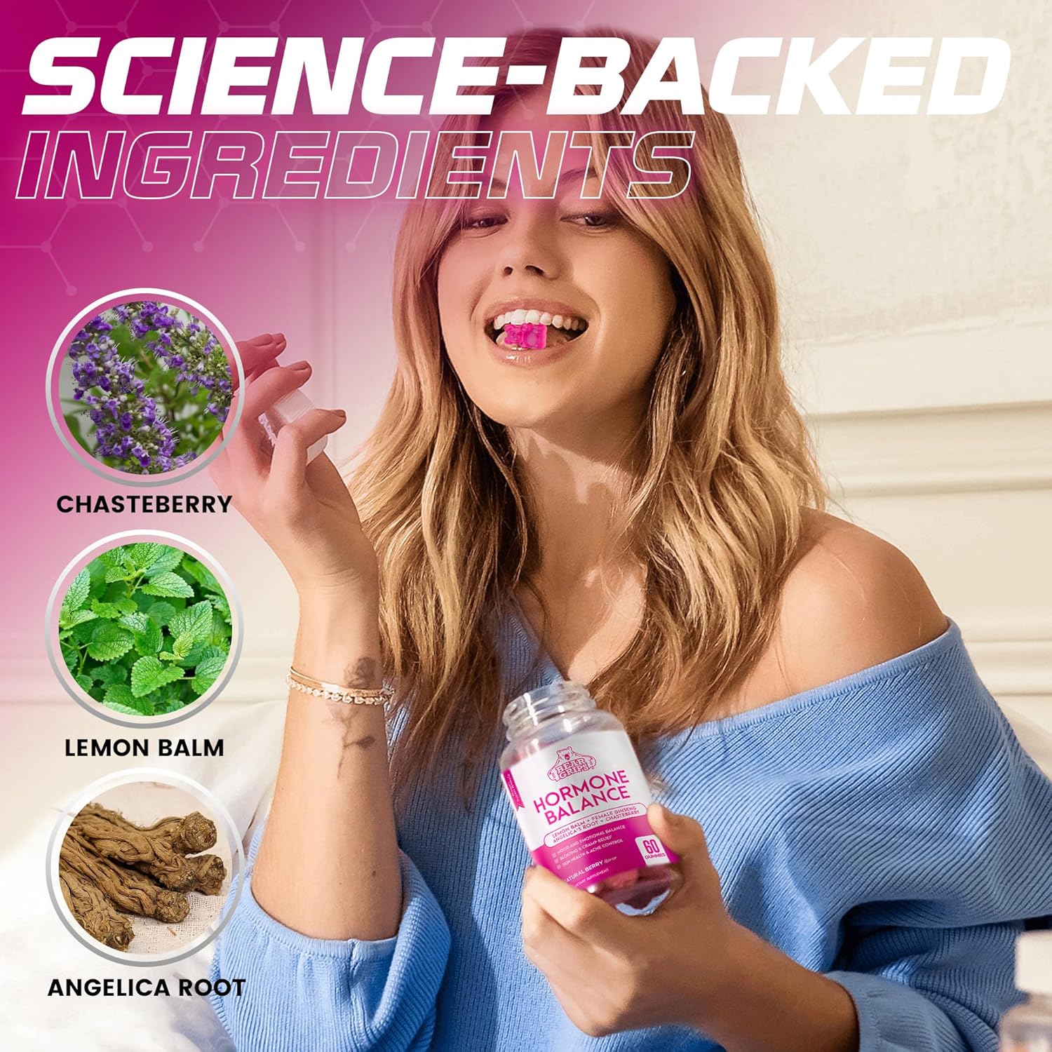 Women's Hormone Balance Gummies - PMS and Bloating Relief, Menopause Support Complex, Natural Cramp Relief for Women