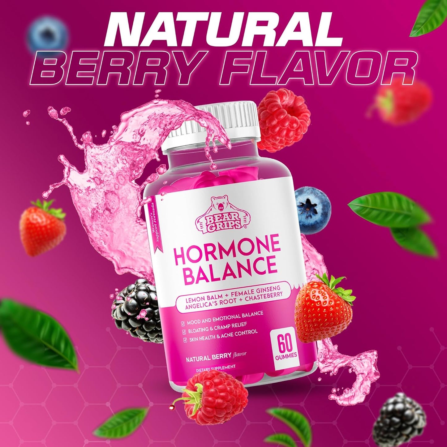 Women's Hormone Balance Gummies - PMS and Bloating Relief, Menopause Support Complex, Natural Cramp Relief for Women