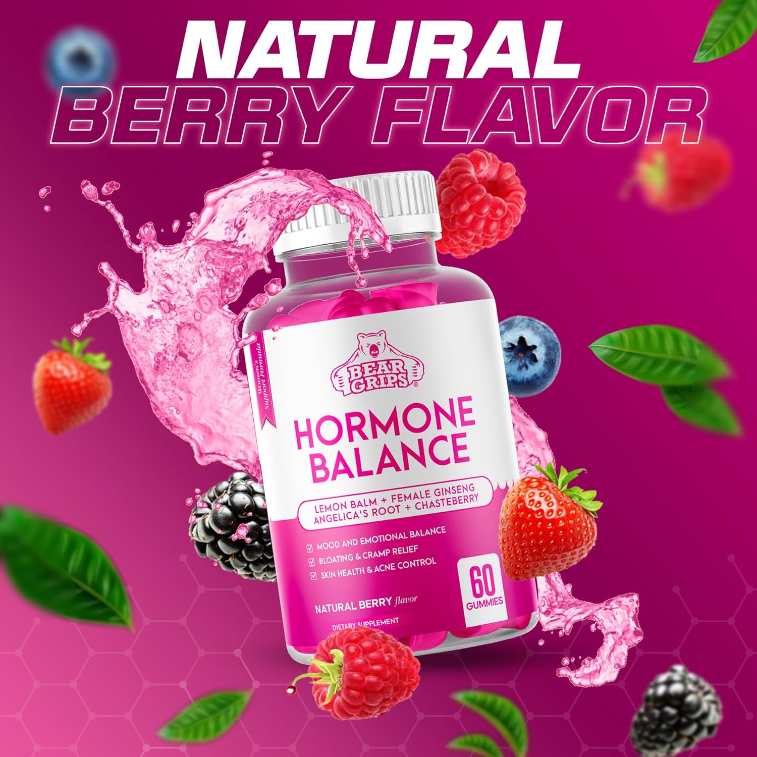 Women's Hormone Balance Gummies - PMS and Bloating Relief, Menopause Support Complex, Natural Cramp Relief for Women