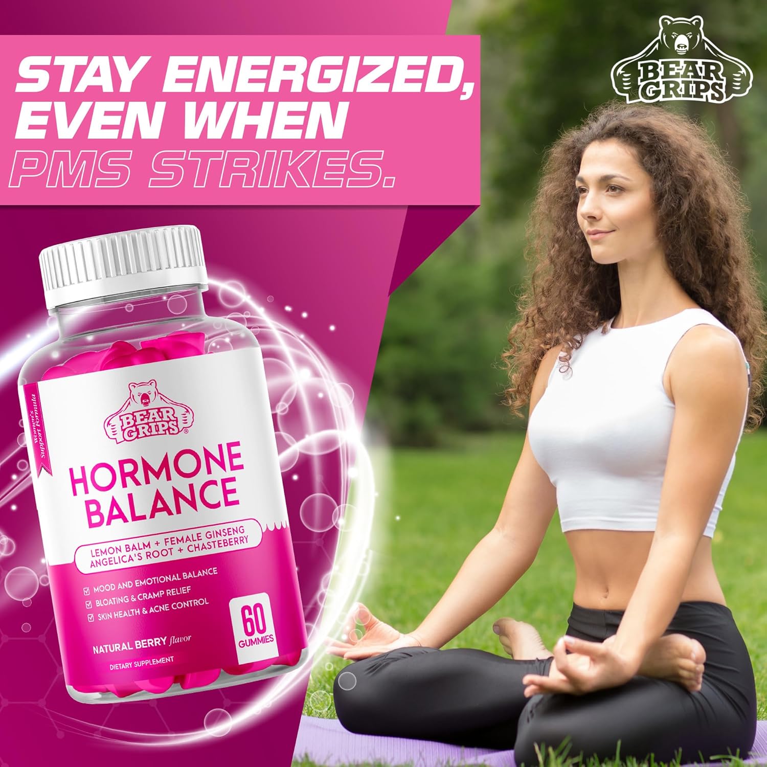 Women's Hormone Balance Gummies - PMS and Bloating Relief, Menopause Support Complex, Natural Cramp Relief for Women