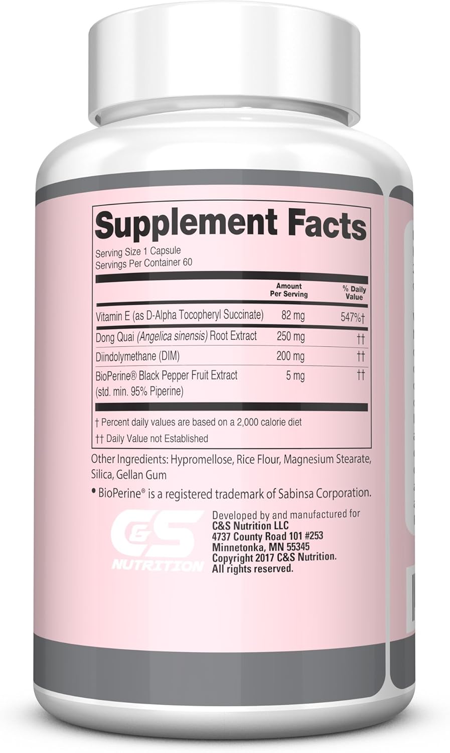 Women's Hormone Balance Support Supplement with Vitamin E, Dong Quai, DIM 200mg - 60 Capsules