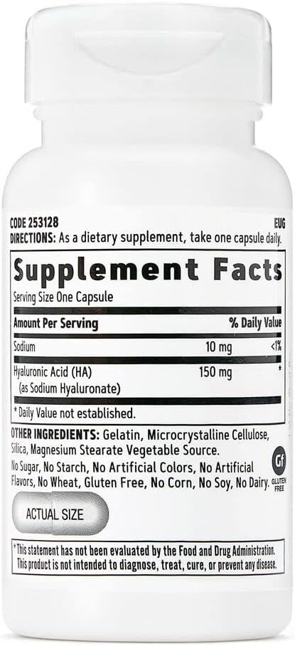 Women's Hyaluronic Acid Capsules for Skin & Joint Health - 30 Daily Supplements from GNC