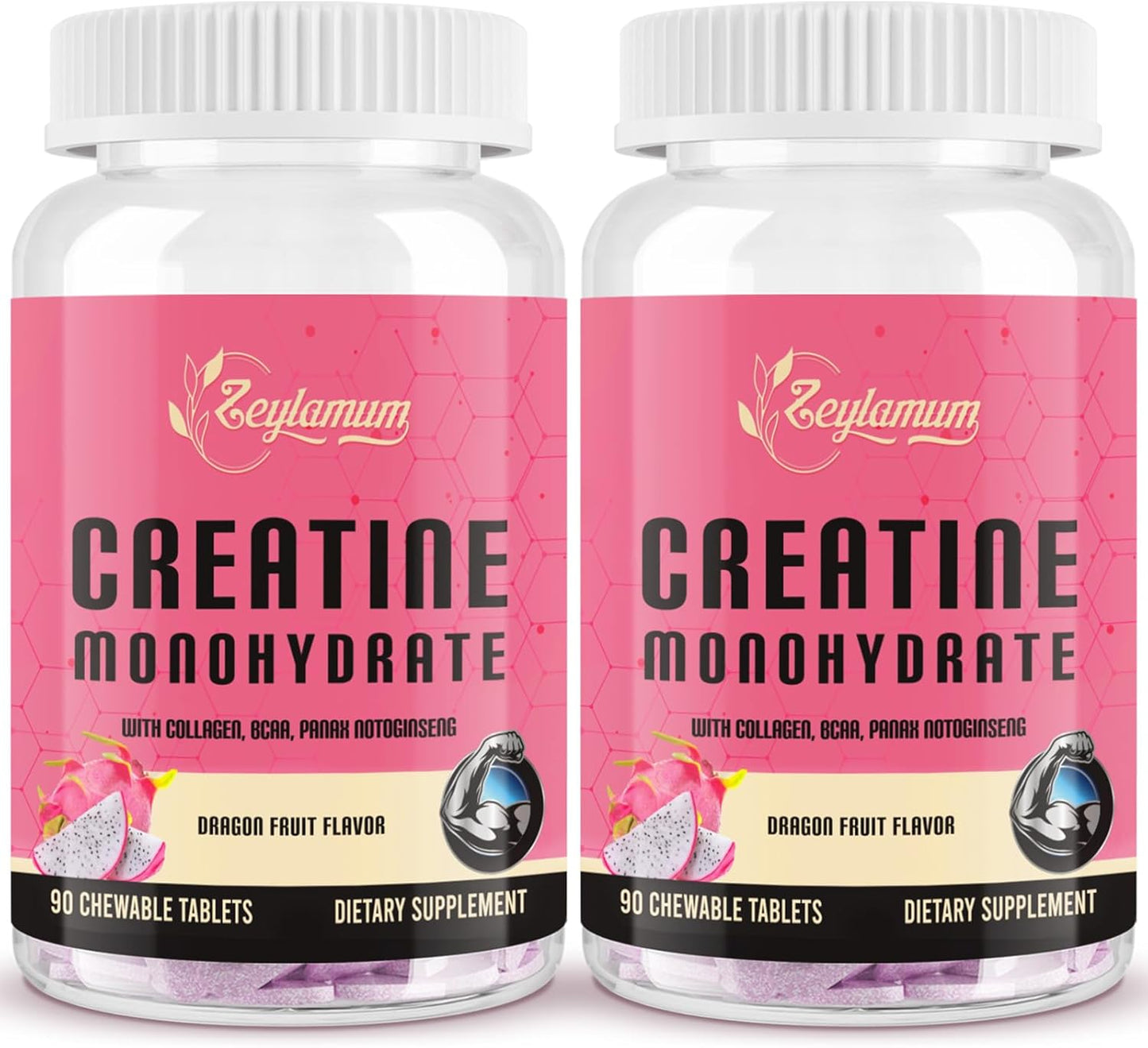 Women's Hydrolyzed Collagen Creatine Monohydrate Supplement with BCAA - Non-GMO & Sugar Free, 60 Servings