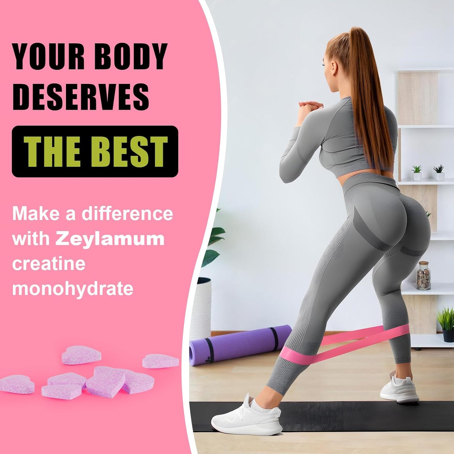 Women's Hydrolyzed Collagen Creatine Monohydrate Supplement with BCAA - Non-GMO & Sugar Free, 60 Servings