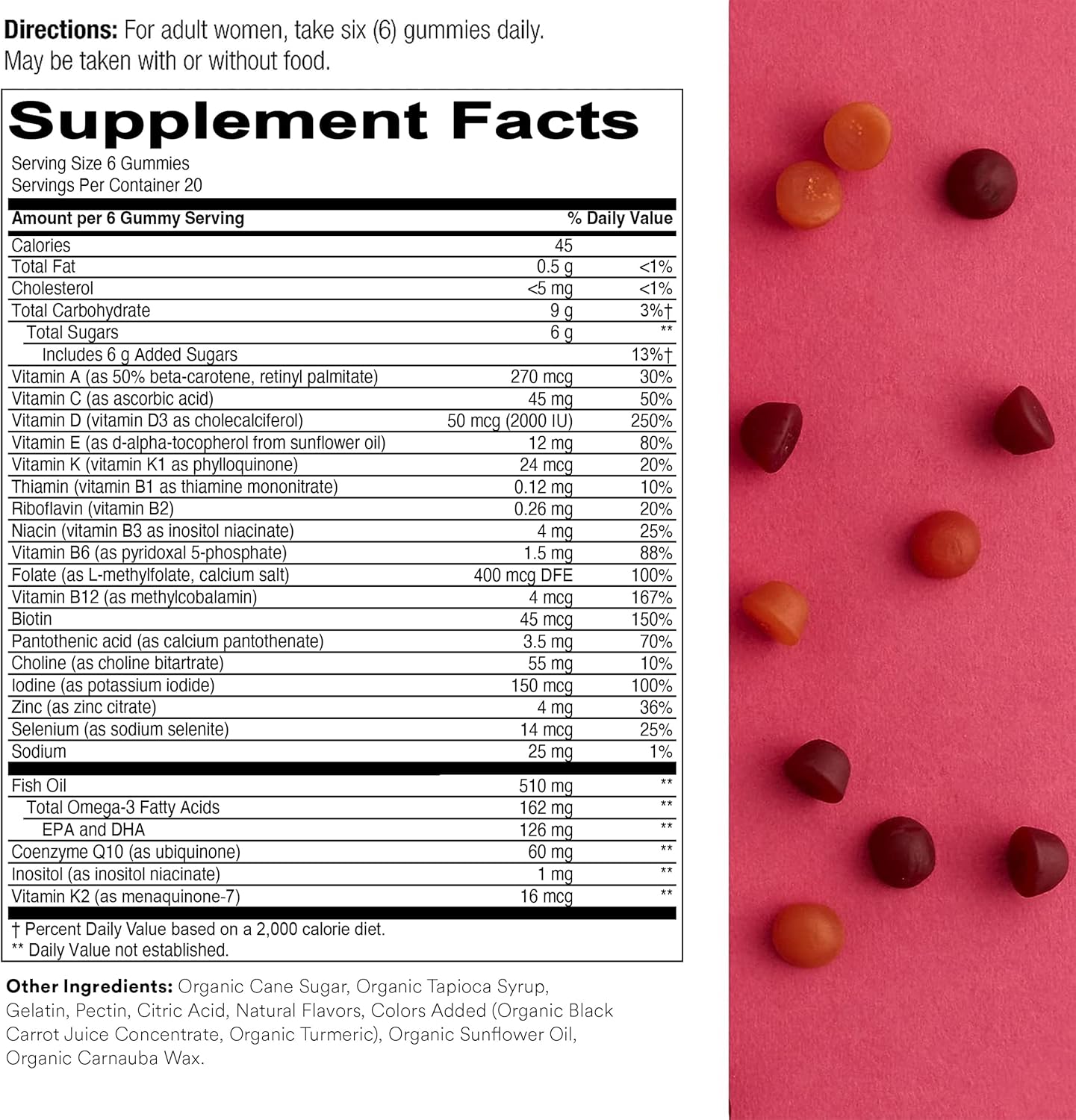 Women's & Kids Multivitamin Gummies Bundle with Omega 3 Fish Oil, Methylfolate, CoQ10, Vitamin D3, C, B12, B6, A, K & Zinc - Gluten Free (30 Day Supply)