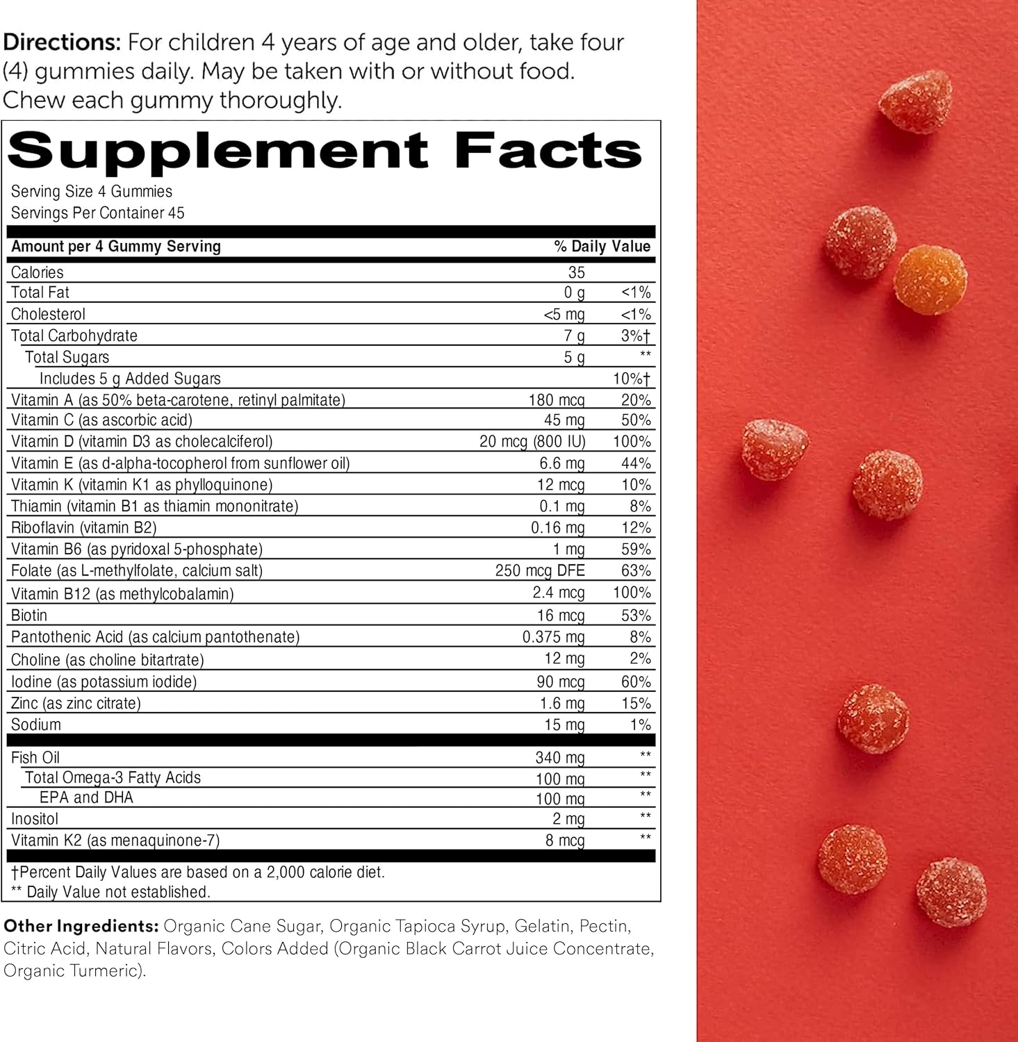 Women's & Kids Multivitamin Gummies Bundle with Omega 3 Fish Oil, Methylfolate, CoQ10, Vitamin D3, C, B12, B6, A, K & Zinc - Gluten Free (30 Day Supply)