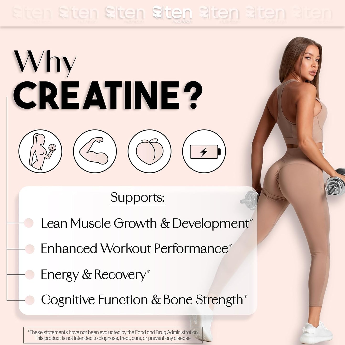 Women's Lean Muscle Growth & Booty Gain Combo: Creatine + Collagen - Supports Energy & Recovery - Unflavored, 30 Servings