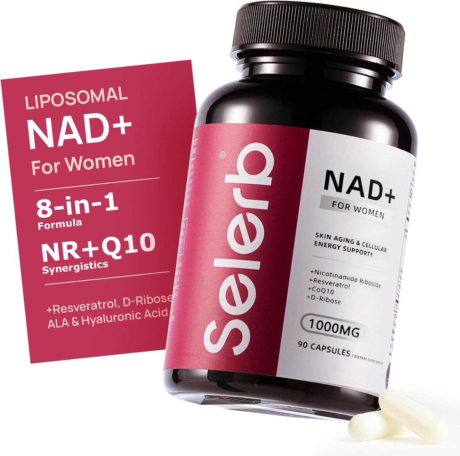Women's Liposomal NAD+ Supplement with NMN Alternative - Supports Cellular Renewal, Energy, and Skin Health - 90 Capsules