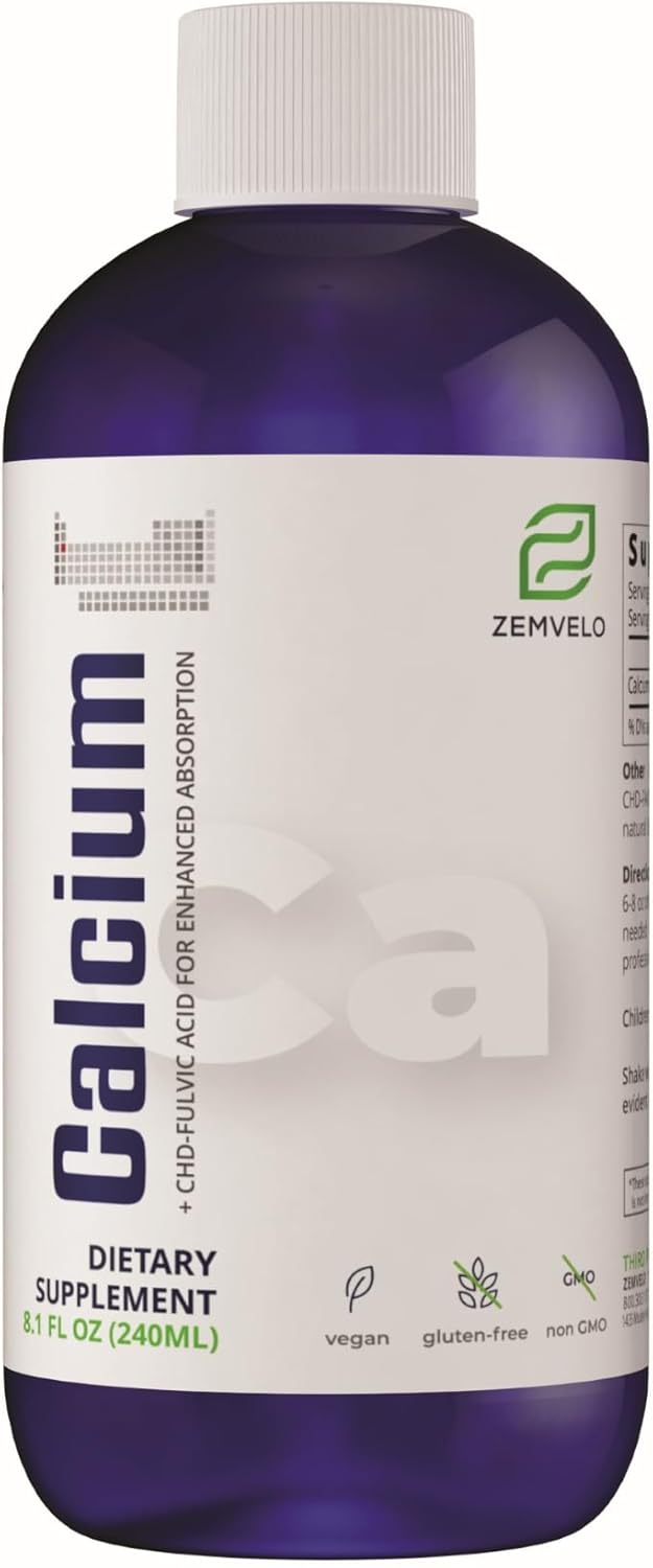 Women's Liquid Ionic Calcium Supplement for Fast Absorption - Supports Bone & Teeth Health - Easy to Digest - Zemvelo