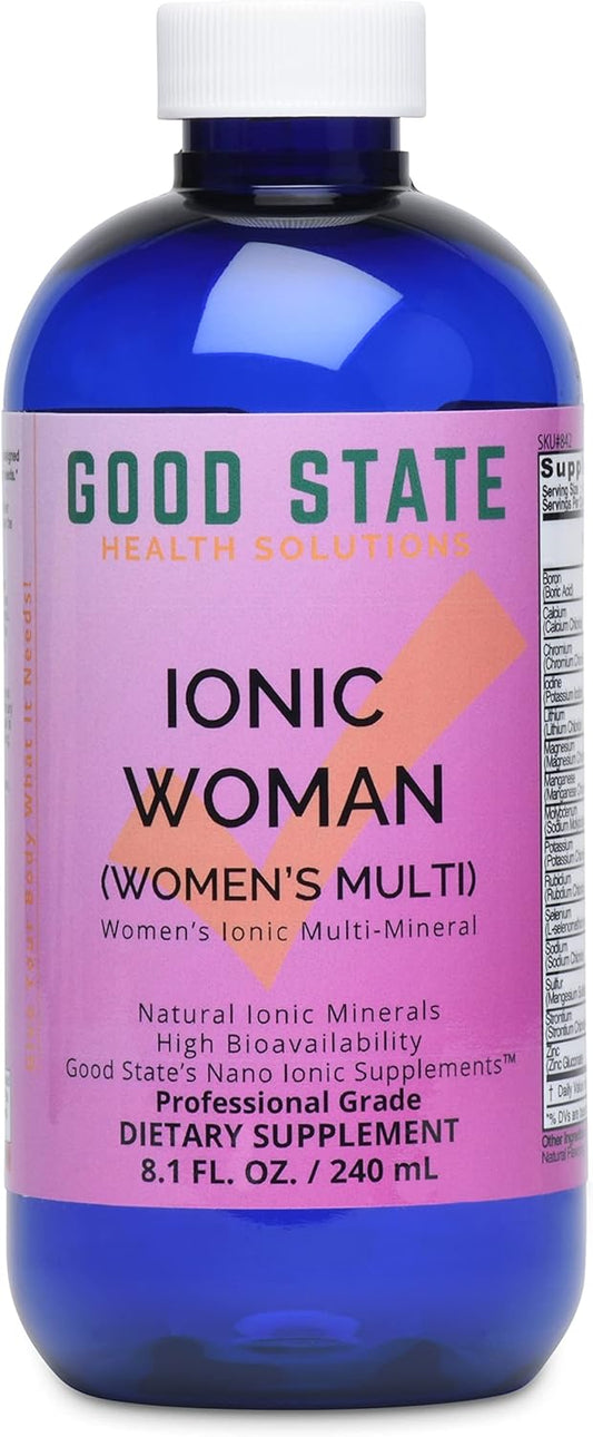 Women's Liquid Ionic Multi Mineral Supplement - Vegan, 15 Different Minerals (8 oz) by Good State Ionic Woman