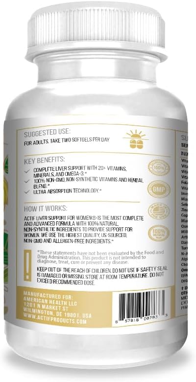 Women's Liver Support Supplement with 20+ Advanced Factors and Omega-3 - Non GMO, Made in USA, 90 Count