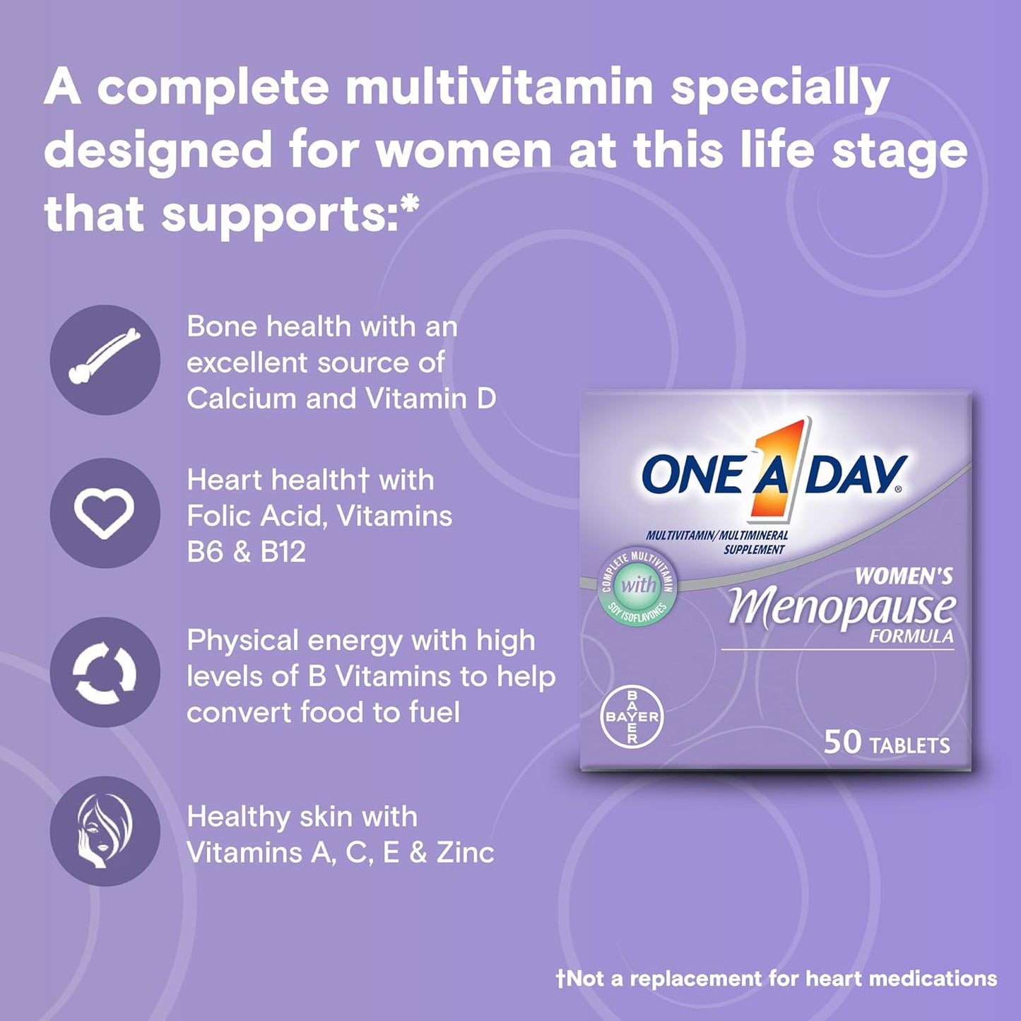 Women's Menopause Multivitamin with Vitamins A, C, D, E, Zinc for Immune Health Support