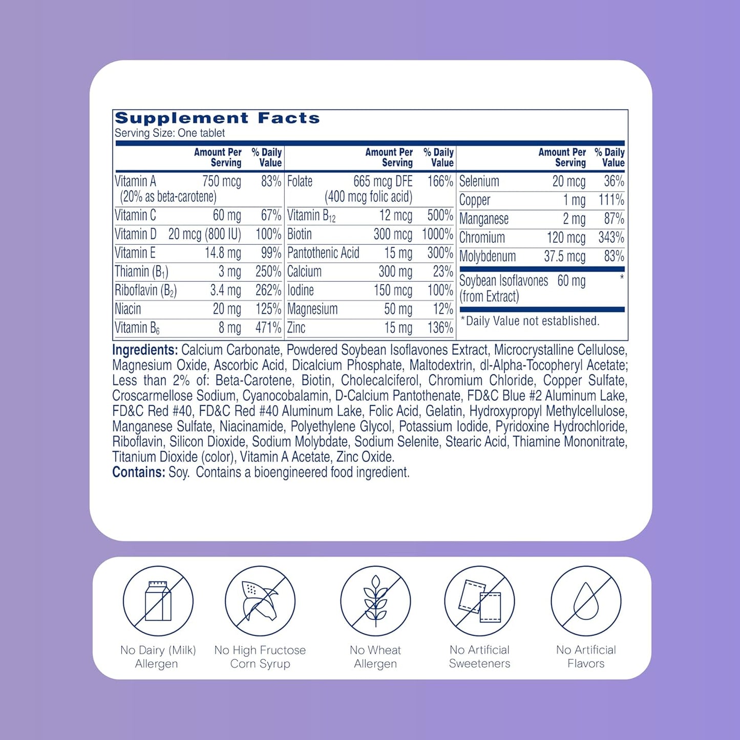 Women's Menopause Multivitamin with Vitamins A, C, D, E, Zinc for Immune Health Support