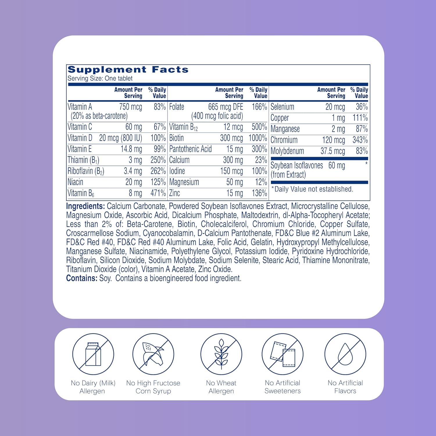 Women's Menopause Multivitamin with Vitamins A, C, D, E, Zinc for Immune Health Support