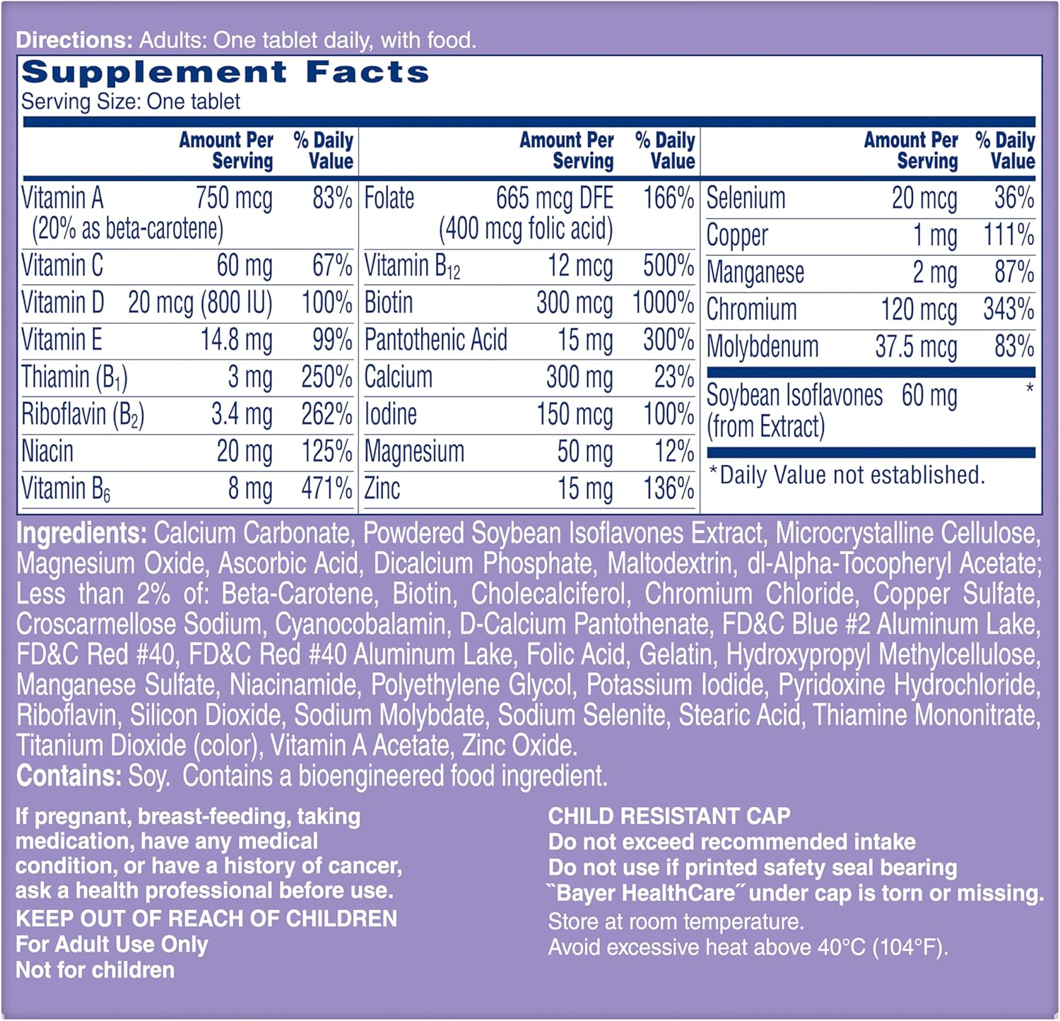 Women's Menopause Multivitamin with Vitamins A, C, D, E, Zinc for Immune Health Support